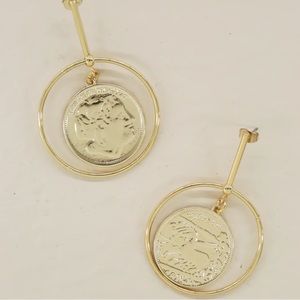 NEW Ettika LADY LUCK 18K GOLD PLATED COIN DANGLE STATEMENT EARRINGS 🍀